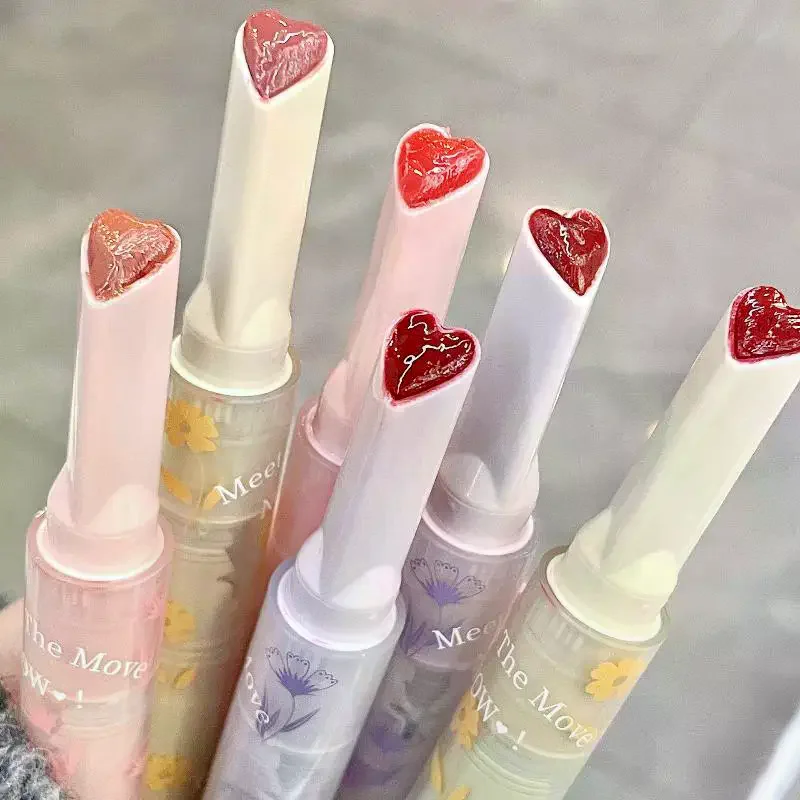 Gege bear Lip Glaze Mirror Glitter Lip Tint Long Lasting Moisturising Love Heart Shape Solid Lipstick Pen Lips Makeup Cosmetic