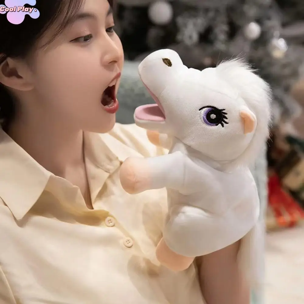 Cavalo animal pequeno cavalo fantoche simulação macio pelúcia cavalo brinquedos educação precoce contação de histórias mão dedo fantoche