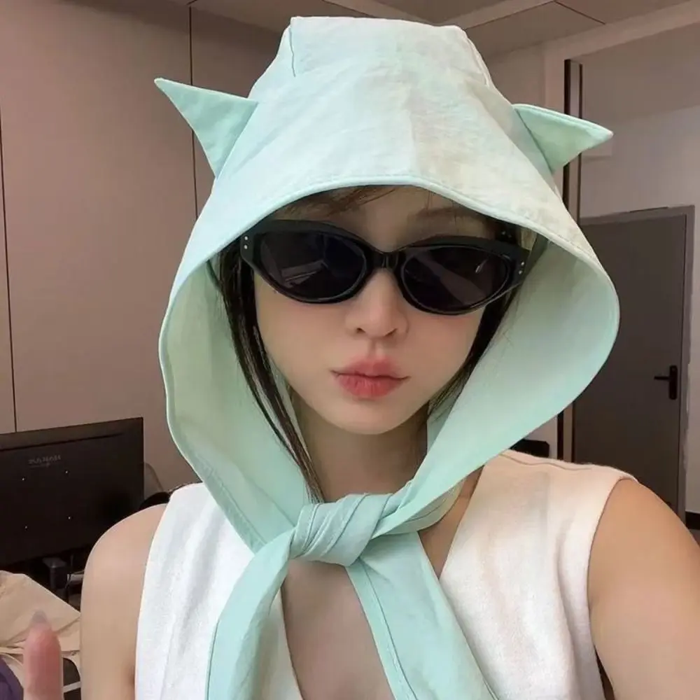 أزياء البوليستر حزام السترة قبعة بلون مضحك الحجاب القبعات الشيطان الصغير التجفيف السريع قبعات الحماية من الشمس الفتيات #4