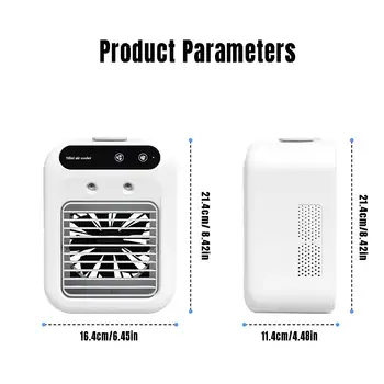 迷你冷風機,雙速,1800毫安培時,帶加濕器和霧化器功能,USB充電,500毫升水箱,適用於家庭、辦公室和宿舍。 8 最佳銷售 水冷風扇 - №6