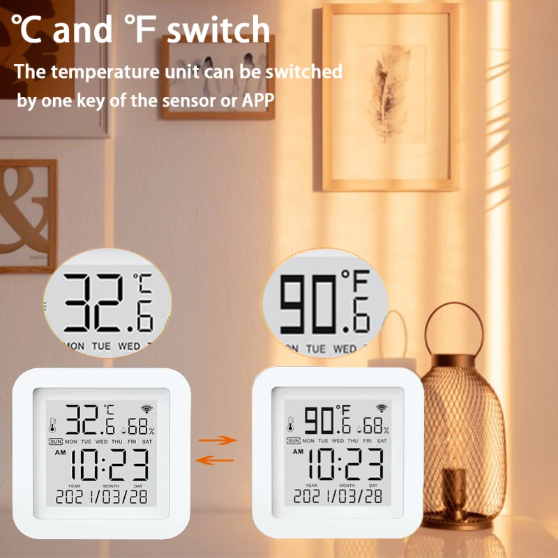 투야 스마트 와이파이 온도 및 습도 센서, USB 전원 실내 습도계 온도계, 알렉사 구글 홈 스마트싱스 작동