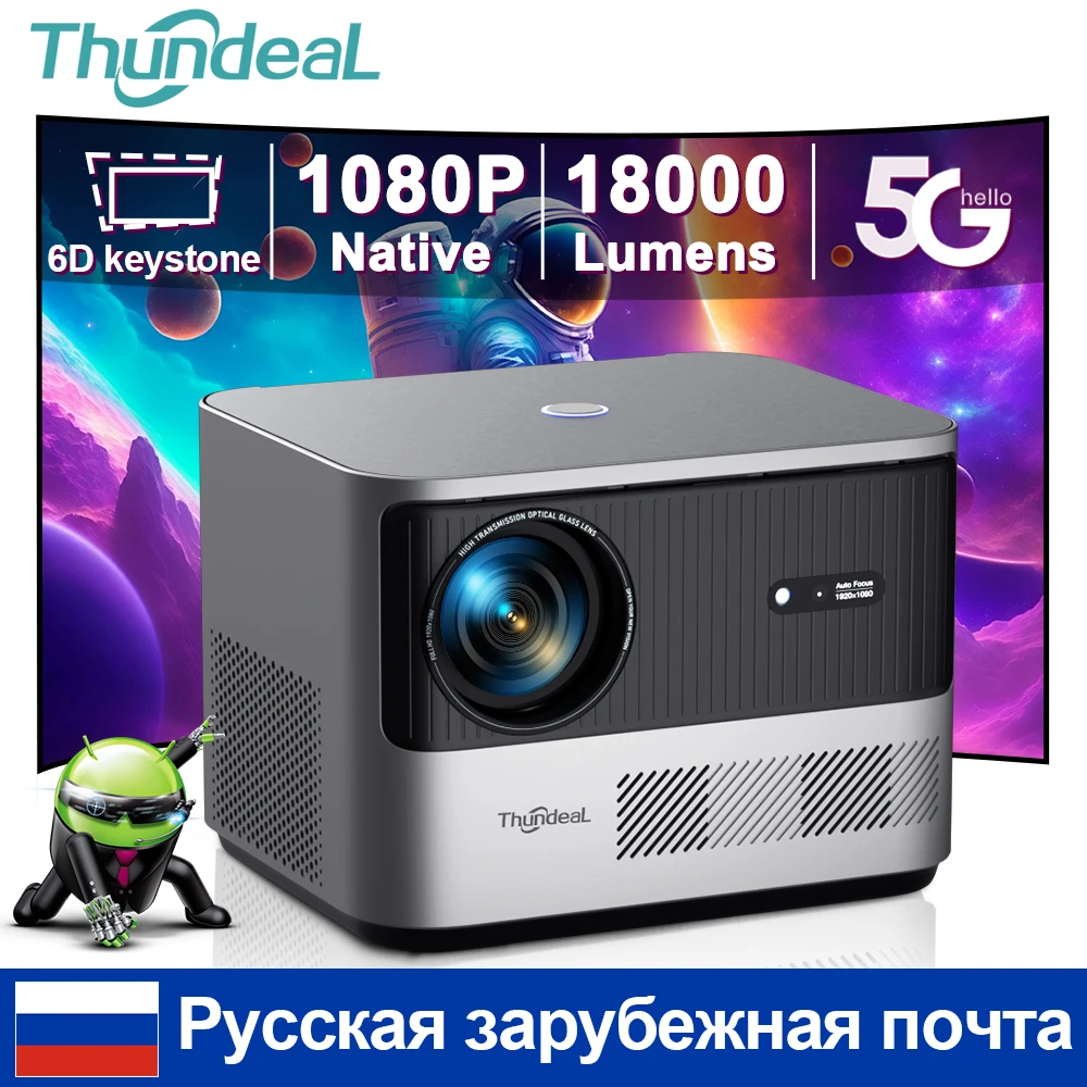 ThundeaL TDA6 Full HD Projektor 1080P 2K 4K Video Heimkino Autofokus 5G WiFi Android Projektor TDA6W 3D Tragbarer Proyector