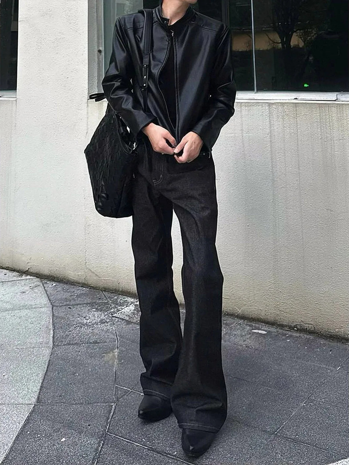 High Street Original Color Straight Leg Men's Jeans Loose Wide Leg Retro Washed American Style Long Pants Youth Fashion