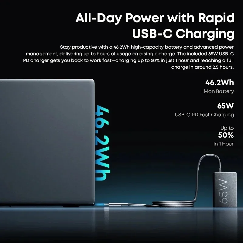 CHUWI CoreBook X كمبيوتر محمول للألعاب AMD R5-7430U 16GB DDR4 RAM 512GB SSD 14.1 بوصة 2K شاشة كمبيوتر محمول خفيف الوزن 4.3 جيجا هرتز ويندوز 11