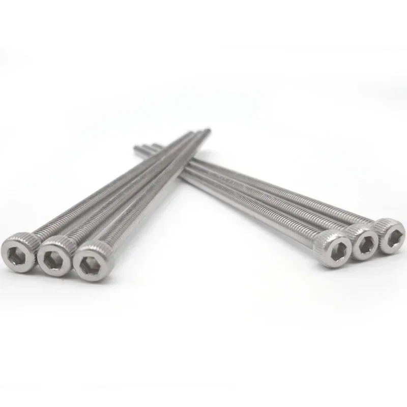 M2 M3 M4 M5 M6 M8 M10 M12 DIN912 304 Stainless Steel Inner Hexagon Lengthen Screw Knurled Cup Head Bolts Extra Long Screws Bolt