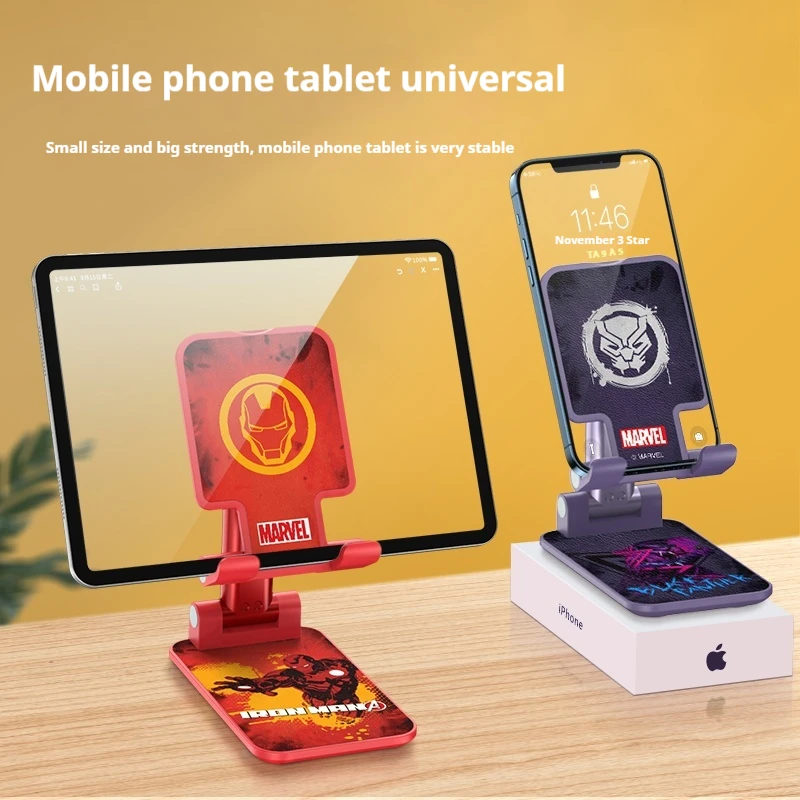 New Iron Man Mobile Phone Stand Adjustable Height Captain America Thor Theme Portable Folding Phone Tablet Universal Stand