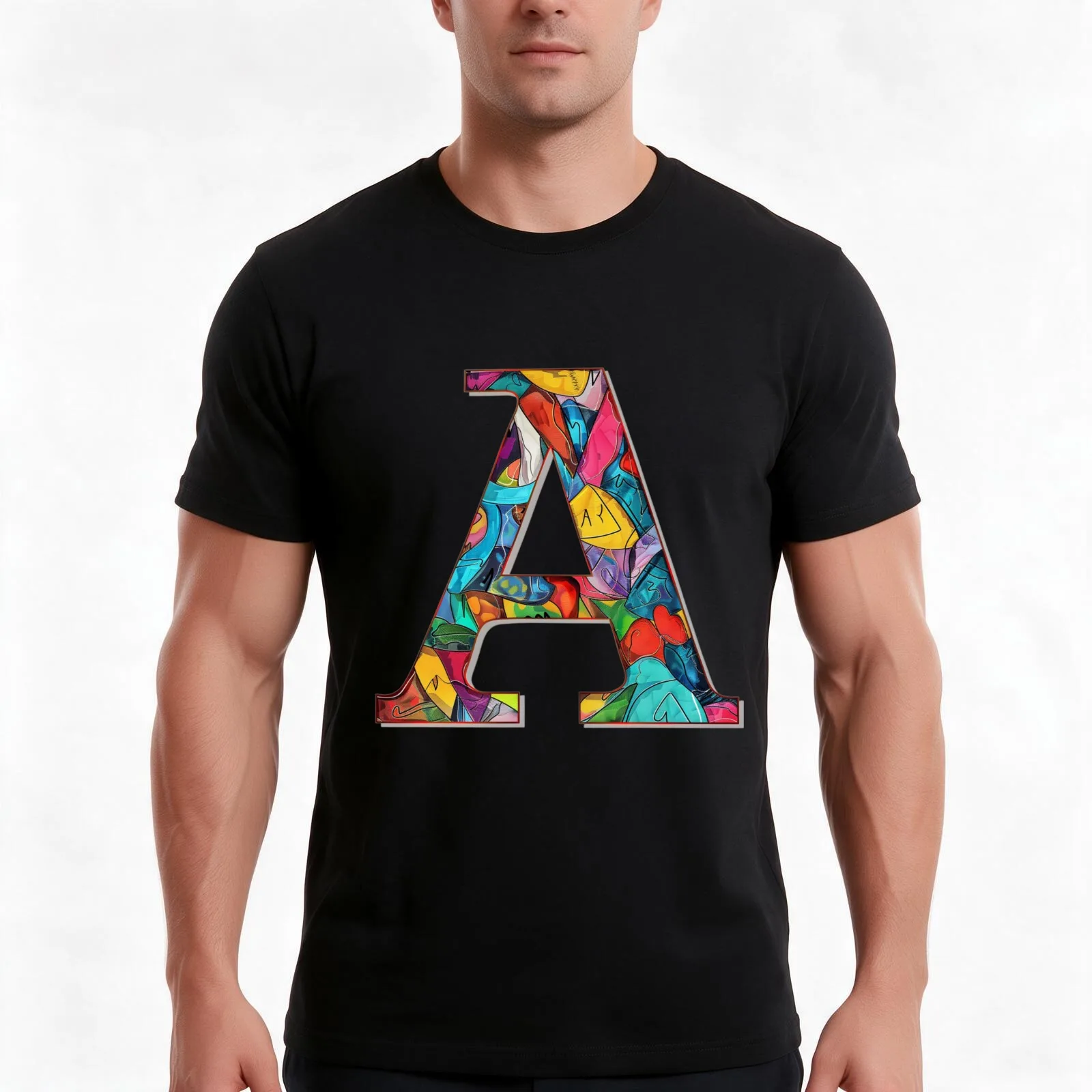 Monogram A Abstract T-Shirt Summer Casual Cotton Tee Oversized Streetwear Tops Vintage Graphic Print Loose Fit Short Sleeve