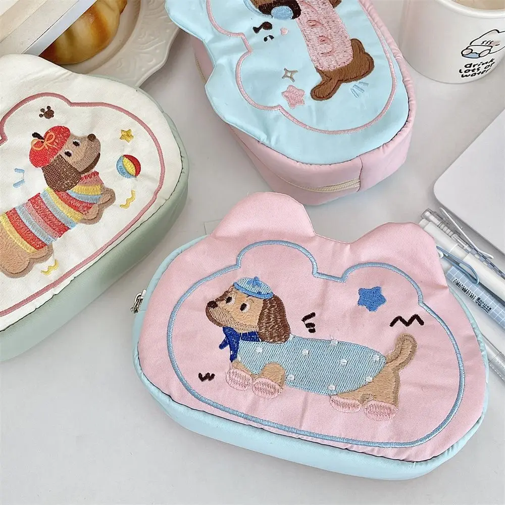 Puppy Mini Cosmetic Bag Multifunctional Candy Color Cartoon Pencil Case Pouch for Make Up Kit Soft Stationery Holder Bag Outdoor