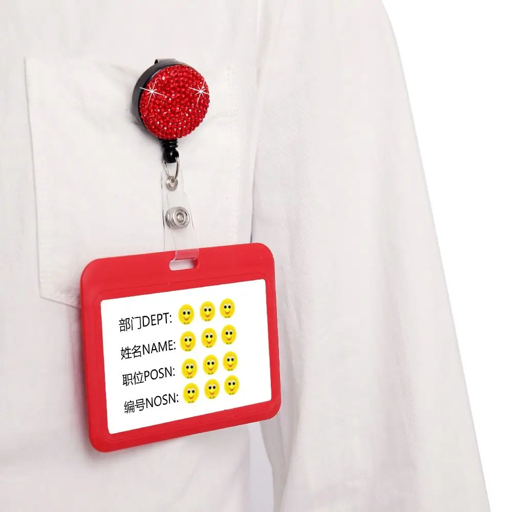 Keychain Rhinestone Nurse Badge Reel Sparkle Badge Clip Retractable Badge Holder Bling Crystal Easy Pull Buckle Doctor Hospital