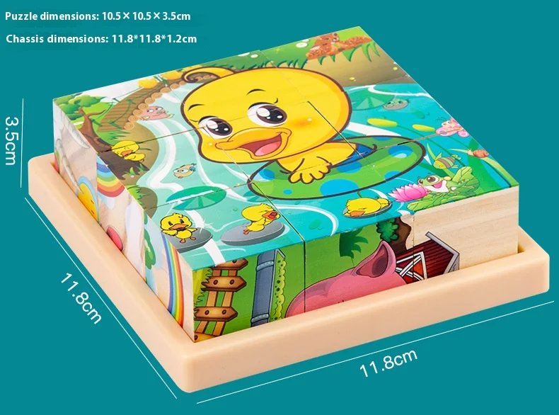 ตัวต่อไม้ 3 มิติ 9 ชิ้น ของเล่นเสริมพัฒนาการแบบมอนเตสซอรี่ บล็อกหกด้านพร้อมถาด ของเล่นเสริมทักษะสำหรับเดินทาง ของขวัญวันเกิด/คริสต์มาสสำหรับเด็ก