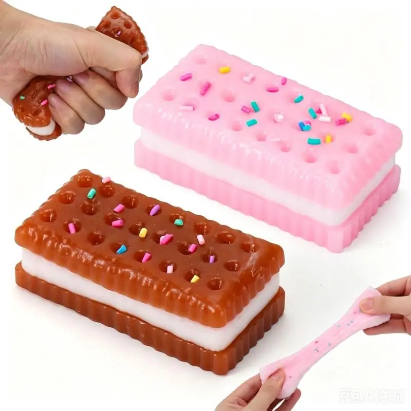 Squeeze Decompression Squishy Fidget Toy Cookie Shaped Sticky Taba Stress Reliever for Office Workers Home Daily Relaxation