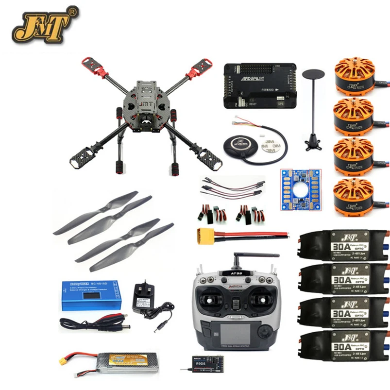 JMT DIY 2.4GHz 4-Axis RC Drone APM2.8 Flight Controller M7N GPS J630 Frame Kit Props with AT9S Transmitter 30A ESC Quadcopter