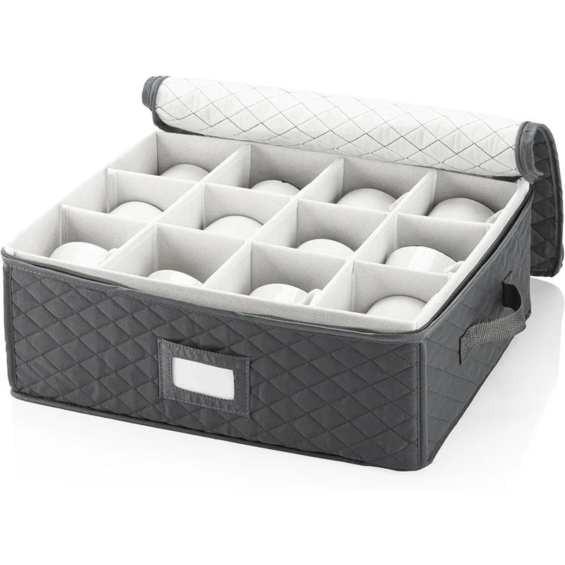 Foldable Cup Storage Box Dust‑Proof Organizer for Mugs Bowls Teacups