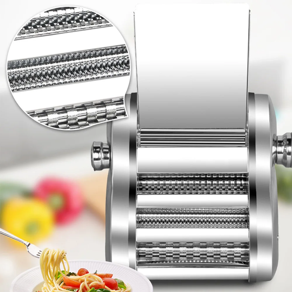 Máquina elétrica de fazer macarrão, 110/220v, aço inoxidável, 6 configurações de espessura, 5 modos de macarrão para embalagem de bolinho, restaurante de cozinha