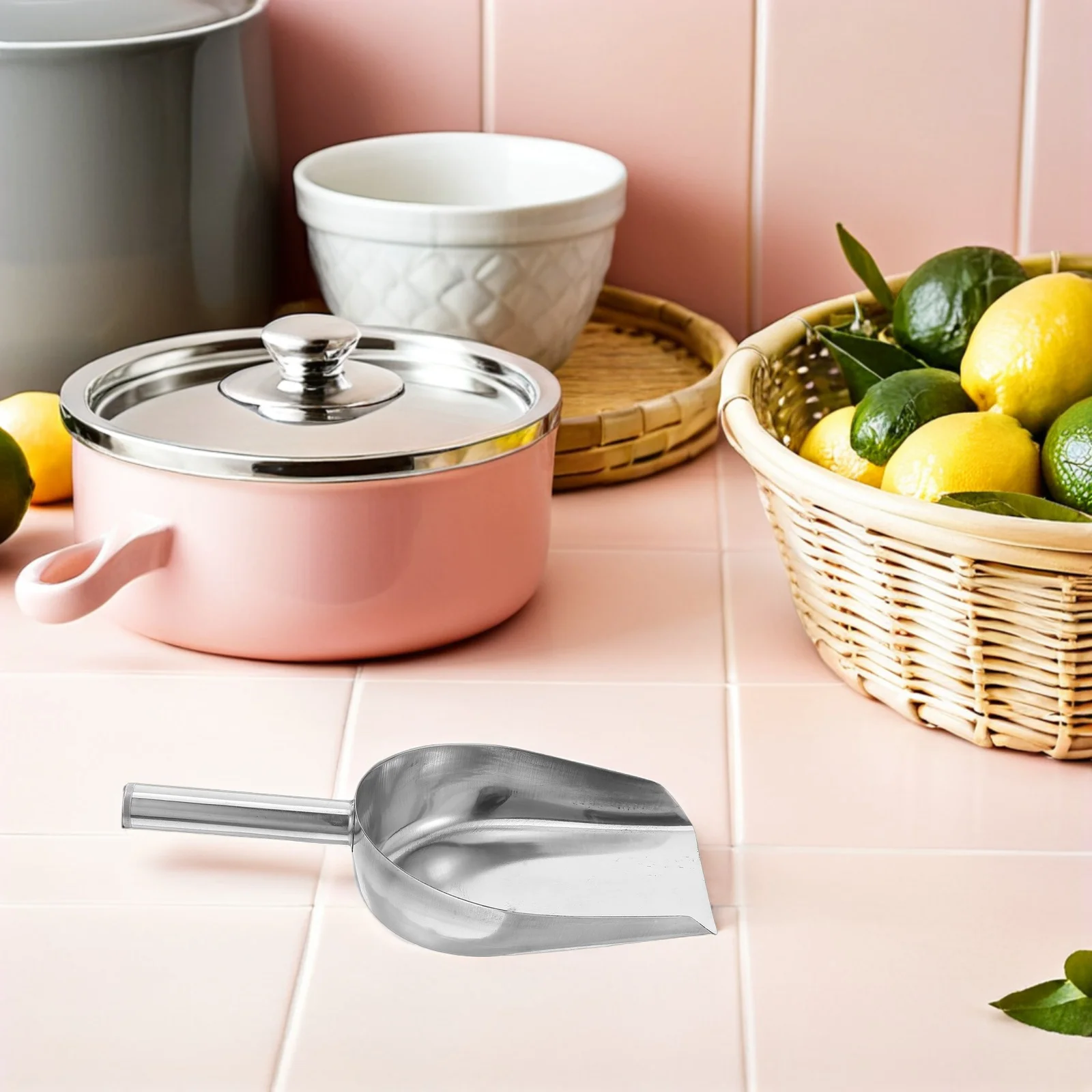 

2Pcs Stainless Steel Ice Shovel Smooth Polish Surface Kitchen Food Shovel for Candy Nut Flour Bean Dried Food Scoop Home Bar