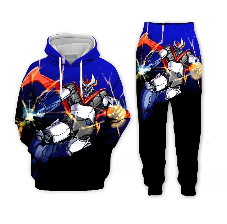 Mazinger Z 3d Printed Hoodie+Pants Sweatpants Male Tracksuit Set Fashion Men\'s Clothing Suit Autumn Winter Casual Sweatshirts