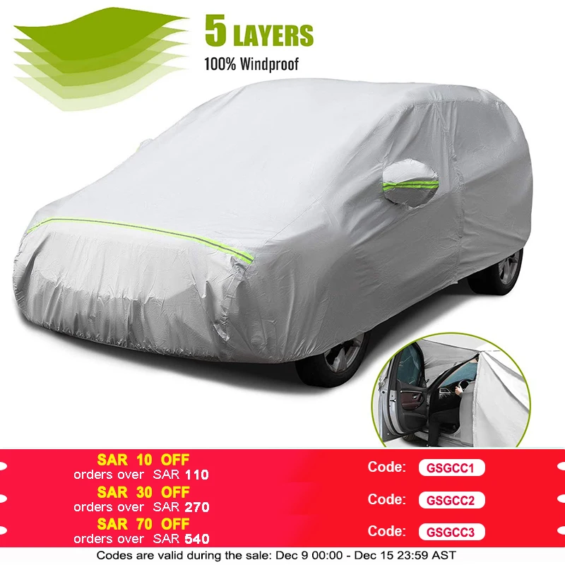 Car Cover Sunscreen Protection Dustproof Full Covers with Reflective Strip Outdoor Vehicle Cover with Storage Bag Sedan Cover