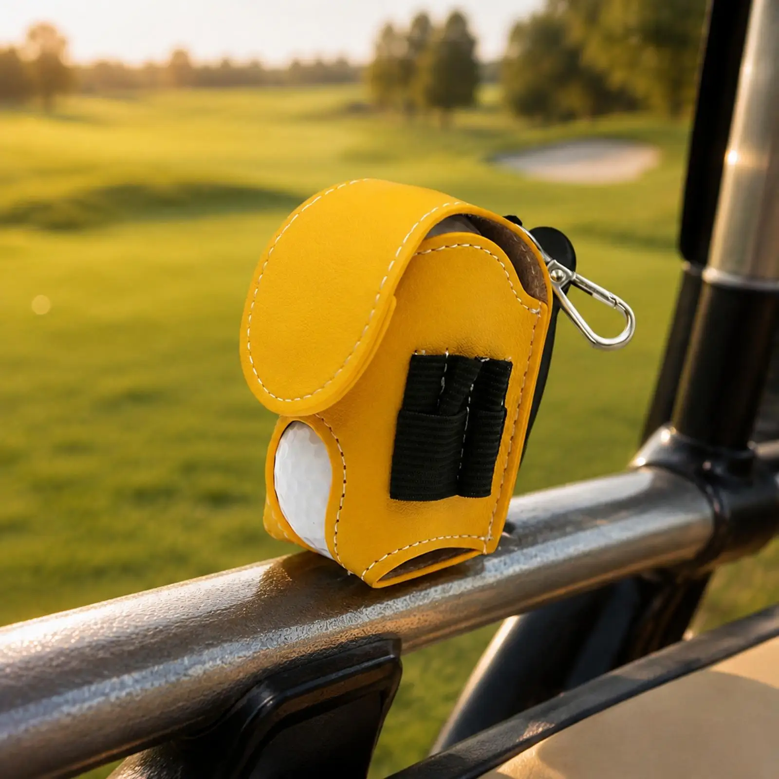 PU Golf Ball Carrier with Metal Clip Compact Clipongolfing Pouch with Tee