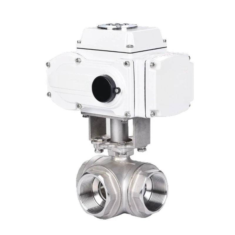 For Electric Three-way Threaded Ball Valve T-type L-type Stainless Steel Normal Temperature and Pressure Valve AC220V