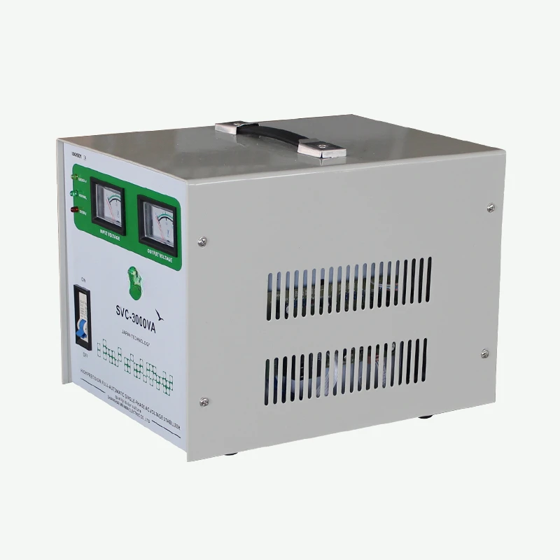 Electrical Servo Power Automatic Voltage Stabilizer Regulator 3kVA with Fuse Protection White Servo Motor stabilizer