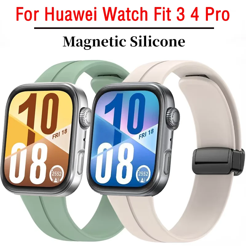 Силиконовый ремешок без зазора для Huawei Watch Fit 4, подходит 3, магнитный браслет, браслет для Huawei Watch Fit 4 Pro, аксессуары, ремень