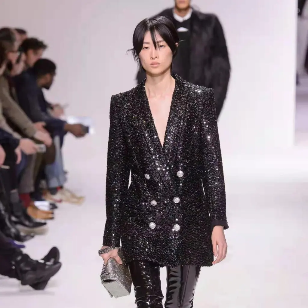 

Women's Sequined Suit Jacket Autumn Fashion European American Style Socialite Temperament Coat for Women