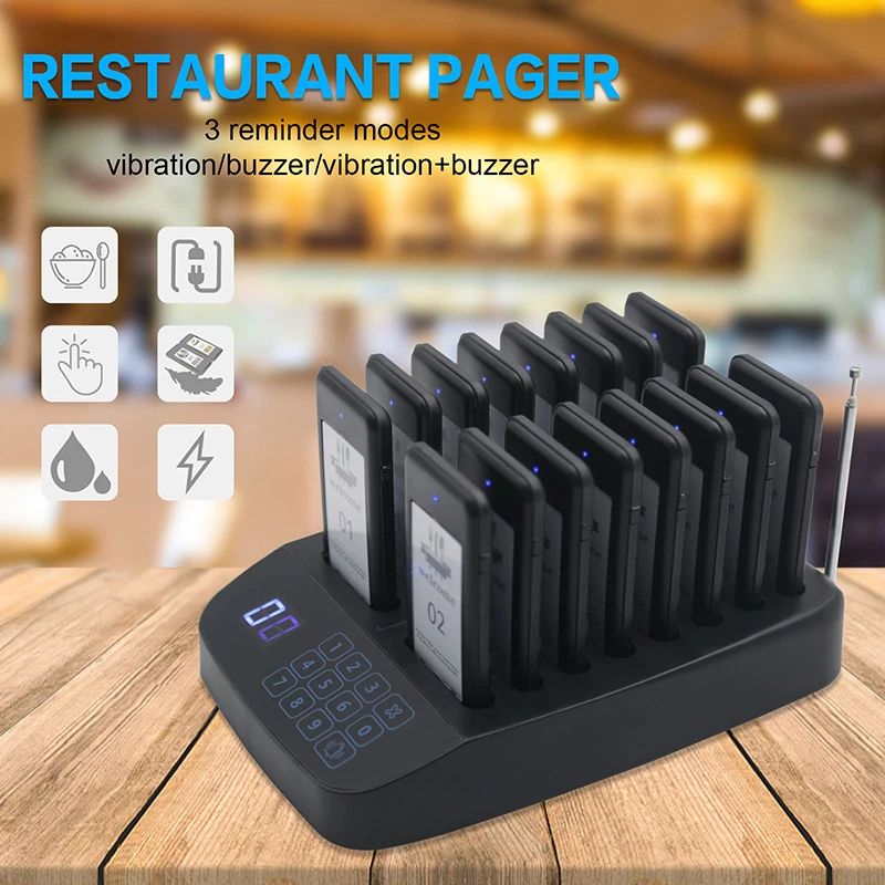 RP02 Queue Calling System Wireless Customer Buzzing Beeper Restaurant Queue Management System mit Blitzlichtvibration