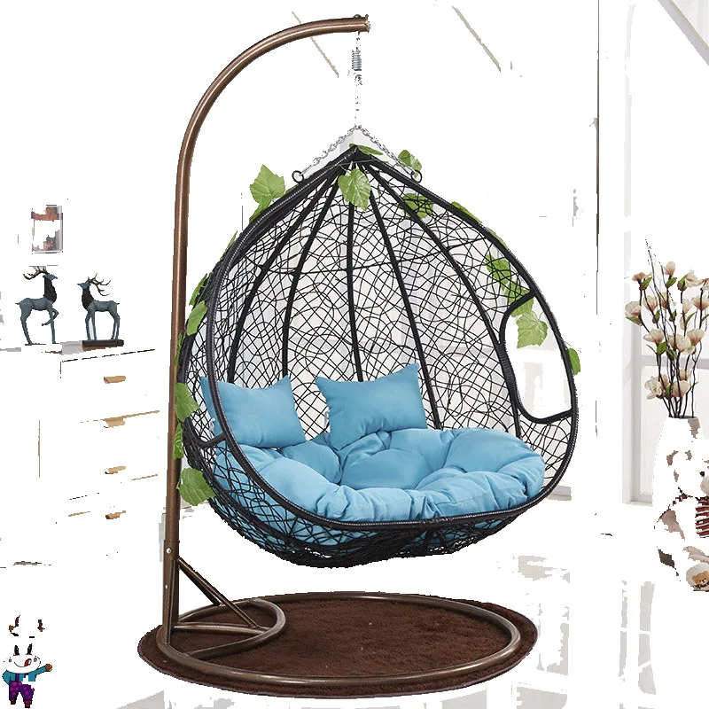 Tanie New Arrival 2021 nowości podwójne gniazdo jaj siedzenia wiszące Patio krzesło wiszące wiklinowe Rattan Swing