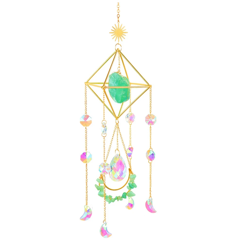 Crystal Wind Chime Sun Prisms Glass Chandelier Pendant Hanging Drop for Outdoor Indoor Garden Wind