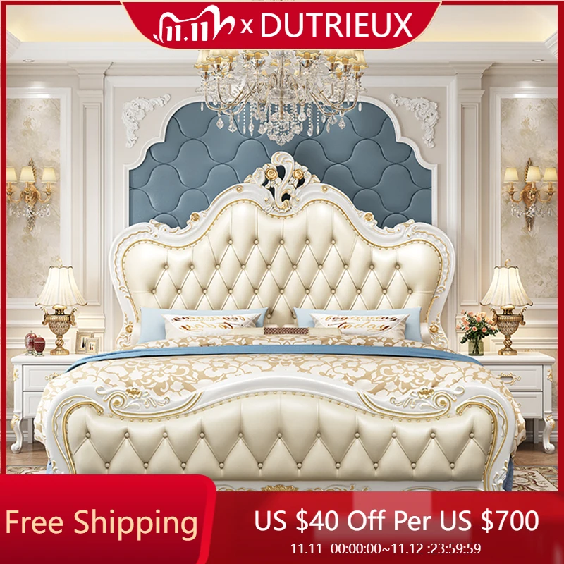 

European Luxury Bed Bedroom Comfortable Ergonomic Double Sleeping Safe Bed Sun Princess Cama Solteiro Lounge Suite Furniture