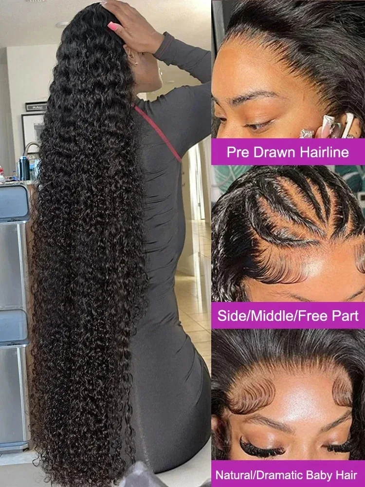 38 40 بوصة موجة عميقة شعر مستعار أمامي 13x6 HD الدانتيل الباروكة الأمامية شعر الإنسان البرازيلي مجعد الدانتيل الجبهة باروكة من شعر طبيعي 5x5 إغلاق شعر مستعار