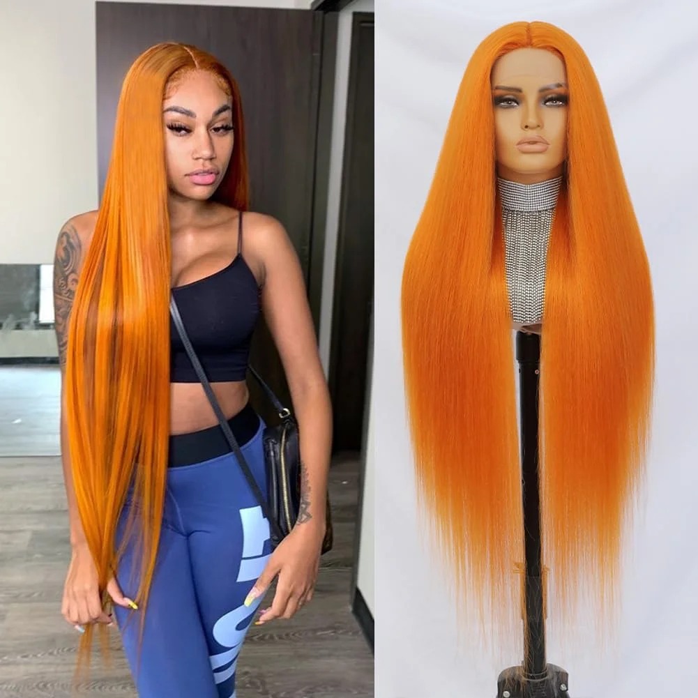 

Orange Straight 13x4 Colored Human Hair Wigs For Women 200 Density Lace Front Wig Ginger 13x6 Hd Lace Frontal Wigs Human Hair