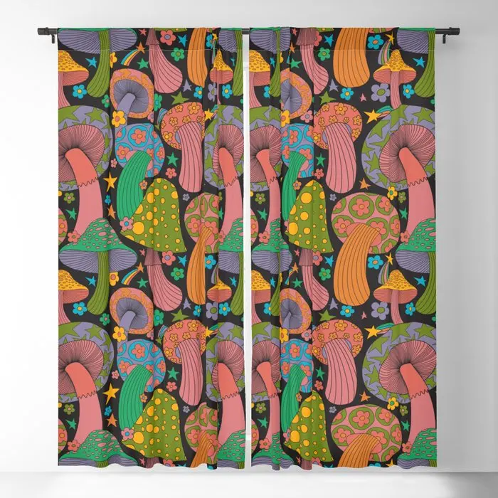 

Magic Mushrooms Blackout Curtains 3D Print Window Curtains For Bedroom Living Room Decor Window Treatments