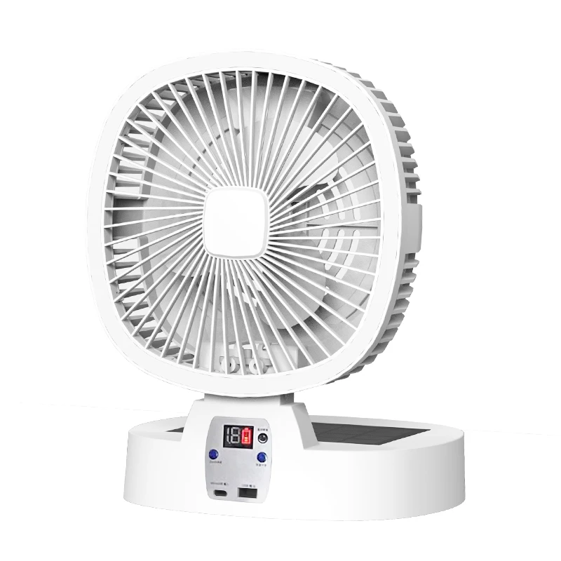 

Tom AutoStanding Fan With Portable Solar Panel Rechargeable Battery Operated Pedestal Fans Quiet Height Adjustable Usb