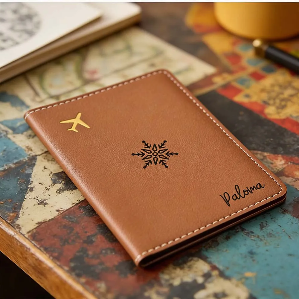 

1pc Personalized Name Passport Cover Graduation Gift Faux Leather Passport Wallet Lightweight