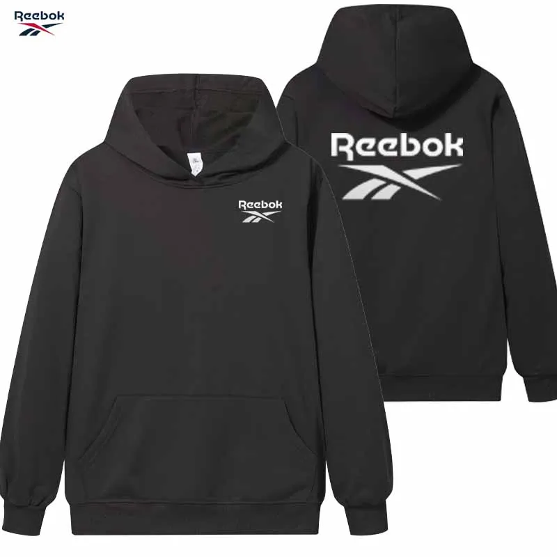 Nueva sudadera con capucha de primavera/otoño para hombre de Reebok, con estampado de moda urbana, cómoda y transpirable, ideal para deportes de fitness y actividades al aire libre.