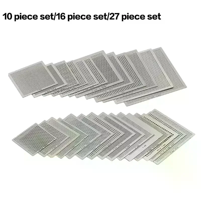 /TPz/10/16/27Pcs BGA General Template Sik Tin Fixture Universal Direct Heated Stencils For SMT SMD Chip Rpair And Easy Support