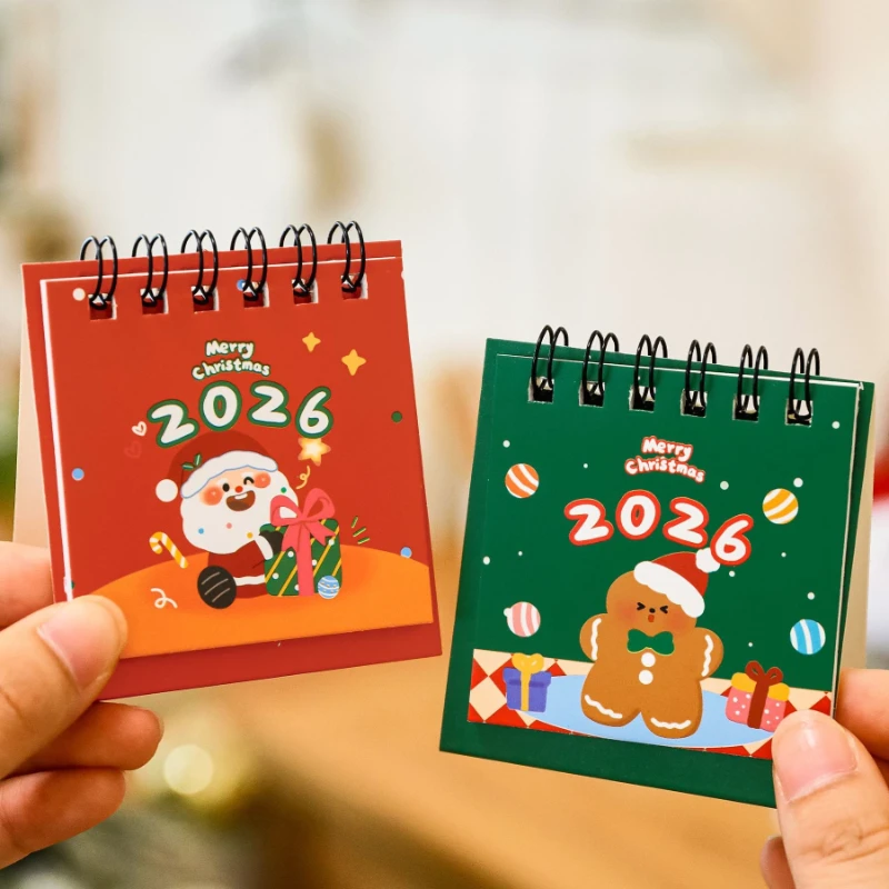 Materiale scolastico per ufficio Cartone animato Natale Piccola scrivania Simpatico Babbo Natale Ornamento da tavolo Regalo per studenti Calendario da tavolo 2026 Kawai