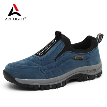 Chaussures d'extérieur hommes baskets hiver sans lacet décontracté hommes chaussures respirant daim cuir chaussure anti-dérapant marche chaussure offre spéciale chaussures