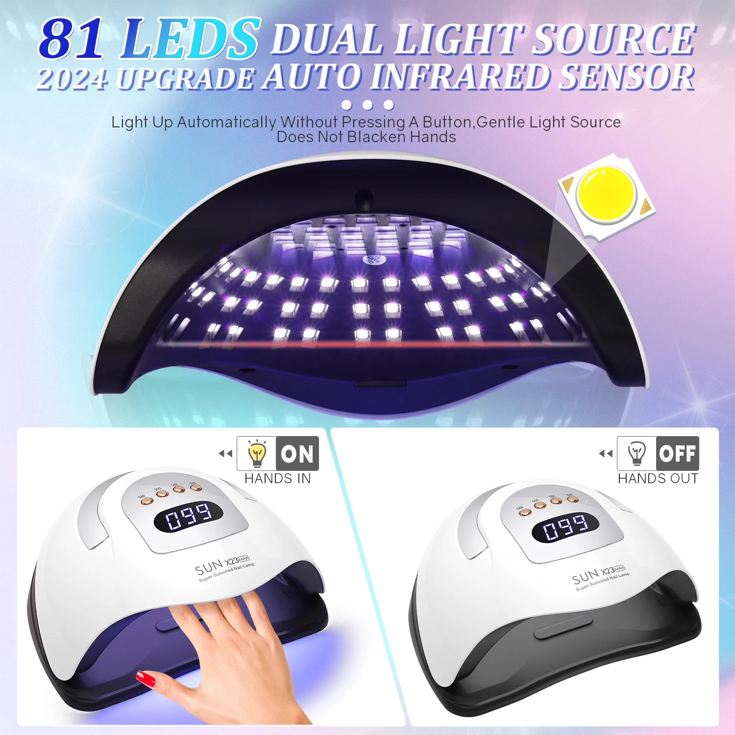 81LEDS Professional Nail Dryer Lamp For Manicure Powerful UV LED Gel Nail Lamp With Automatic Sensing Gel Polish Drying Lamp