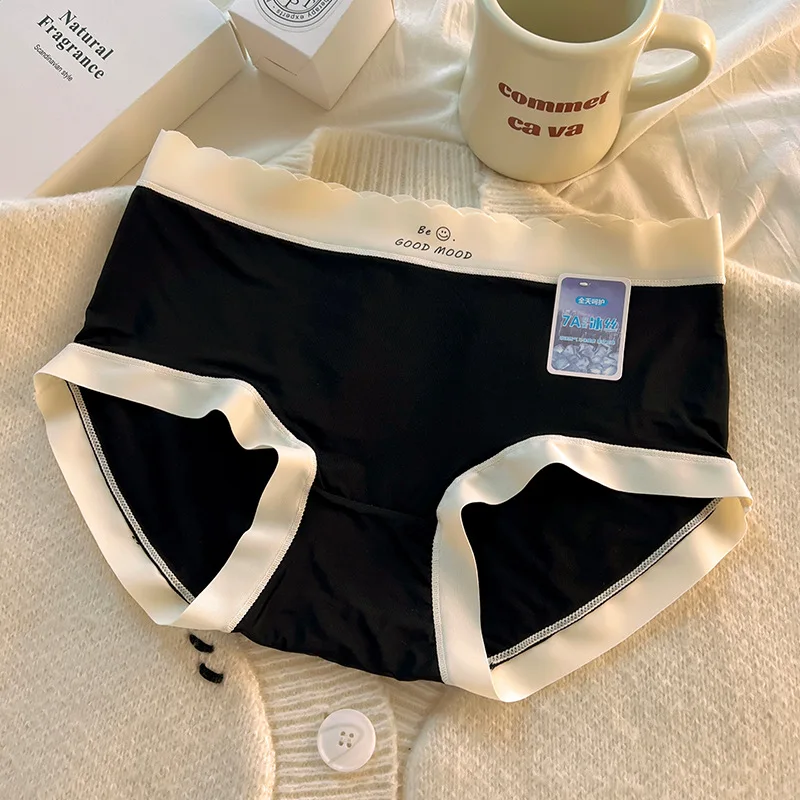 Bragas Mujer Triángulo Seda Hielo 7A Ultra Delgada Tiro Algodón Puro No Sube Transpirable Verano