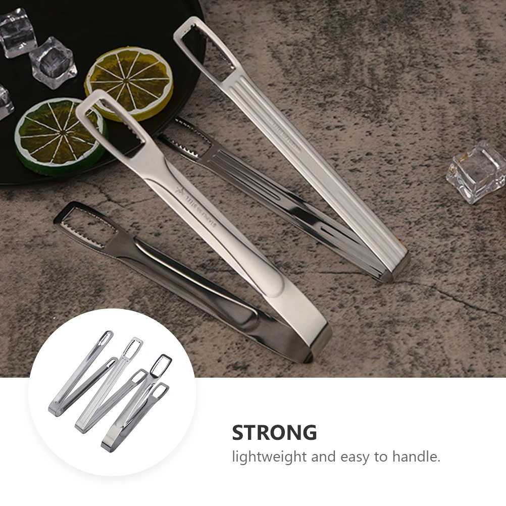 

3pcs Stainless Steel Ice Cube Tongs Foldable Kitchen Tools Heat Resistant Food Grade Serving Accessories Home Party Use
