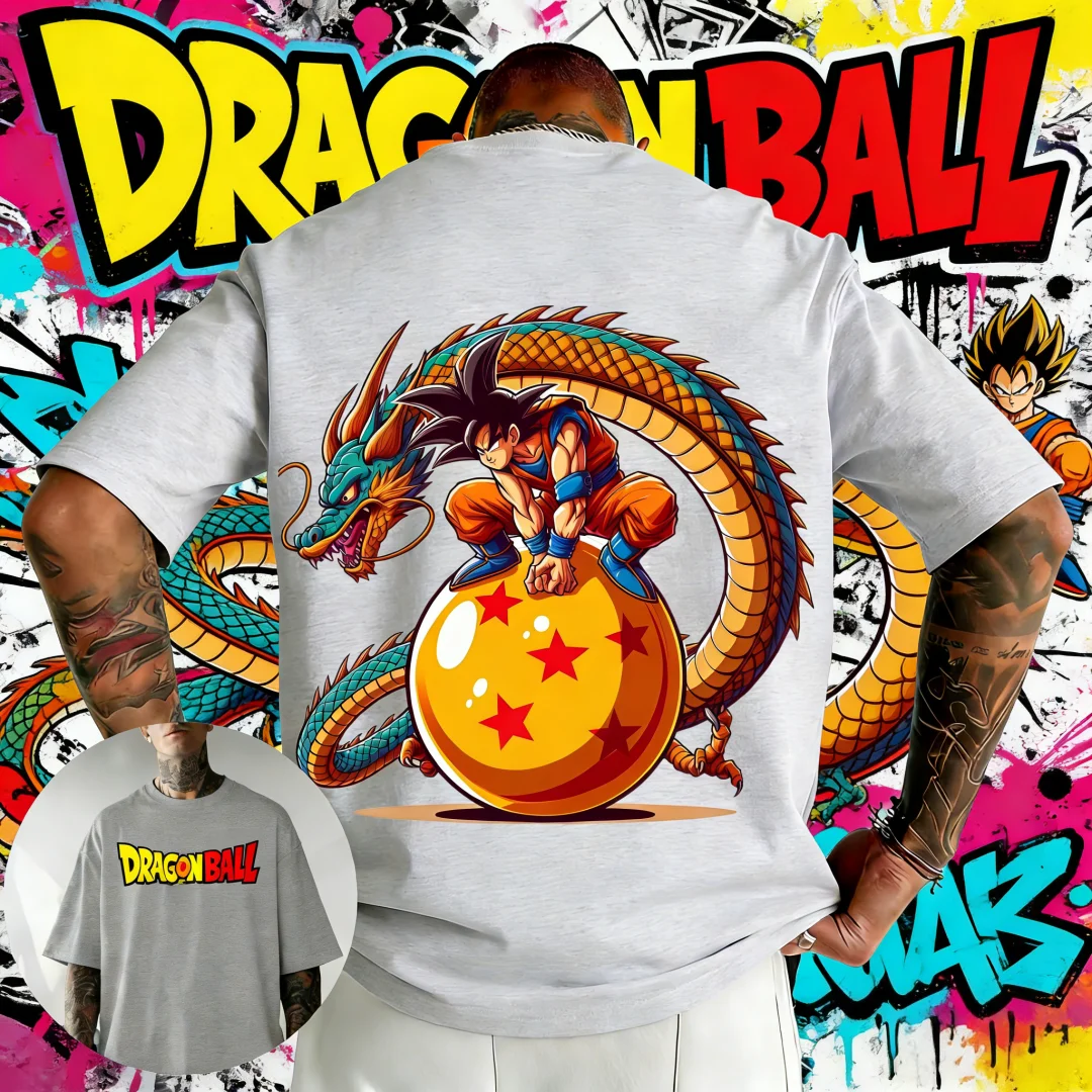 Dragon Ball Goku Shenron Grafik Oversize T-Shirt Familien-Partnerlook Eltern-Kind-Outfit Lässige Streetwear Tee 2026 Sommer Bestseller