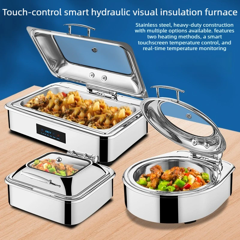 Stainless Steel Buffet Furnace Flip Insulation Furnace Electric Heating Visual Hotel Breakfast Furnace Insulation Pot