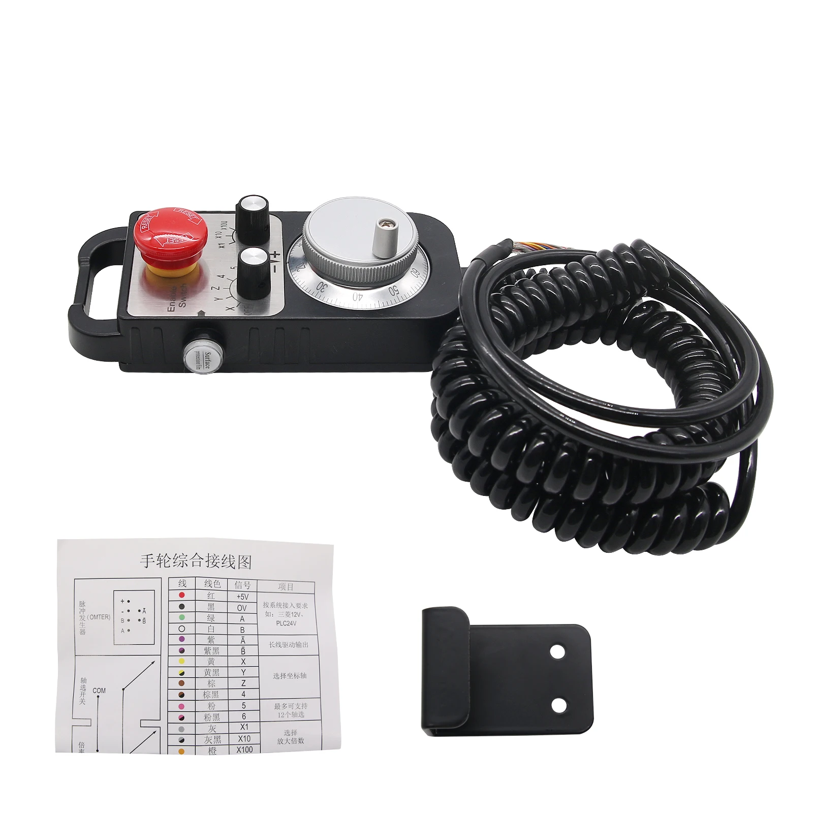 

6-Axis 5V 100PPR CNC Pendant Handwheel with Emergency Stop Switch Manual Pulse Generator MPG