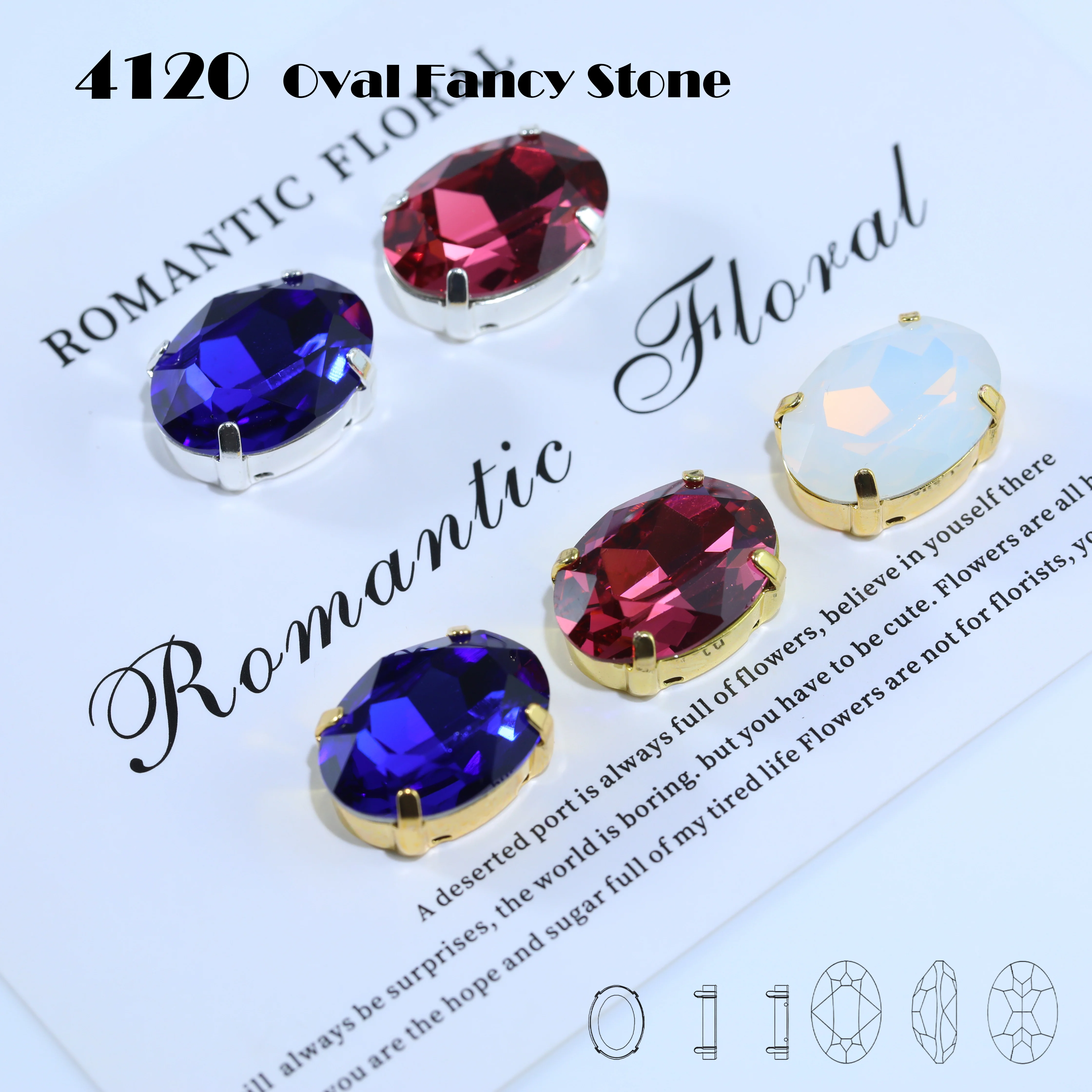Hochwertige, hochglänzende ovale Taubenei-Strasssteine mit Krappenfassung für DIY-Hochzeitskleider, Stickereien, Schuhe, Taschen und Kleidungsstücke – Detail 1