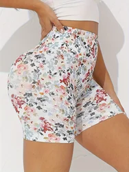 Women's High-Waist Printed Yoga Shorts, Graffiti Tummy Control Fitness Bottoms