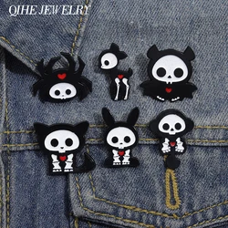 Cute Heart Little Devil Brooch Enamel Pins Custom Funny Punk Animal Brooch Lapel Badges Halloween Jewelry Gift for Kids Friends