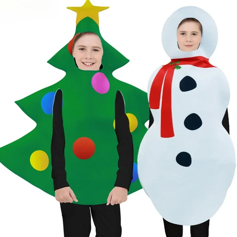 

Adult Unisex Sponge Jumpsuit Carnival Party Stage Costume Cosplay Christmas Tree Snowman Print Funny Kids Fancy Dress Up Party