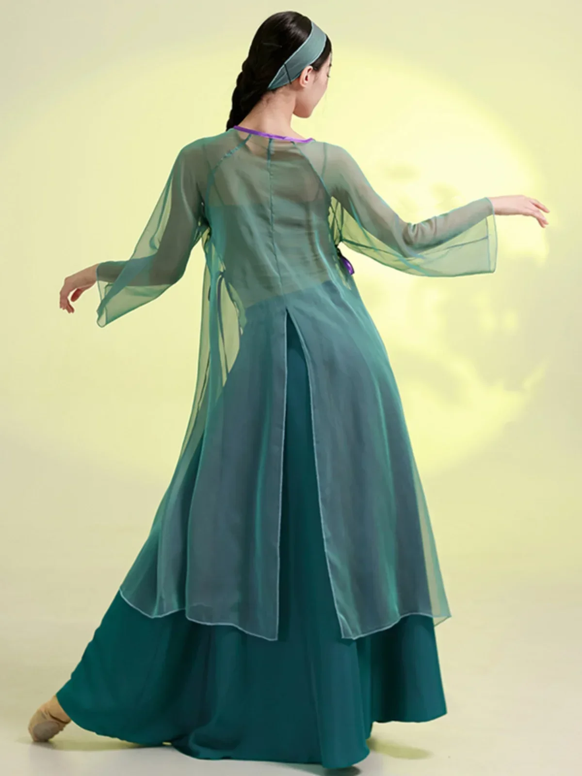 Sukienka do tańca klasycznego damska pełna wdzięku sukienka do ćwiczeń sukienka z gazy zielony wąż biały wąż chiński starożytny kostium nowy Hanfu